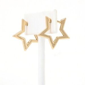 Gold Plated 925 Sterling Silver Star Hoop Earrings